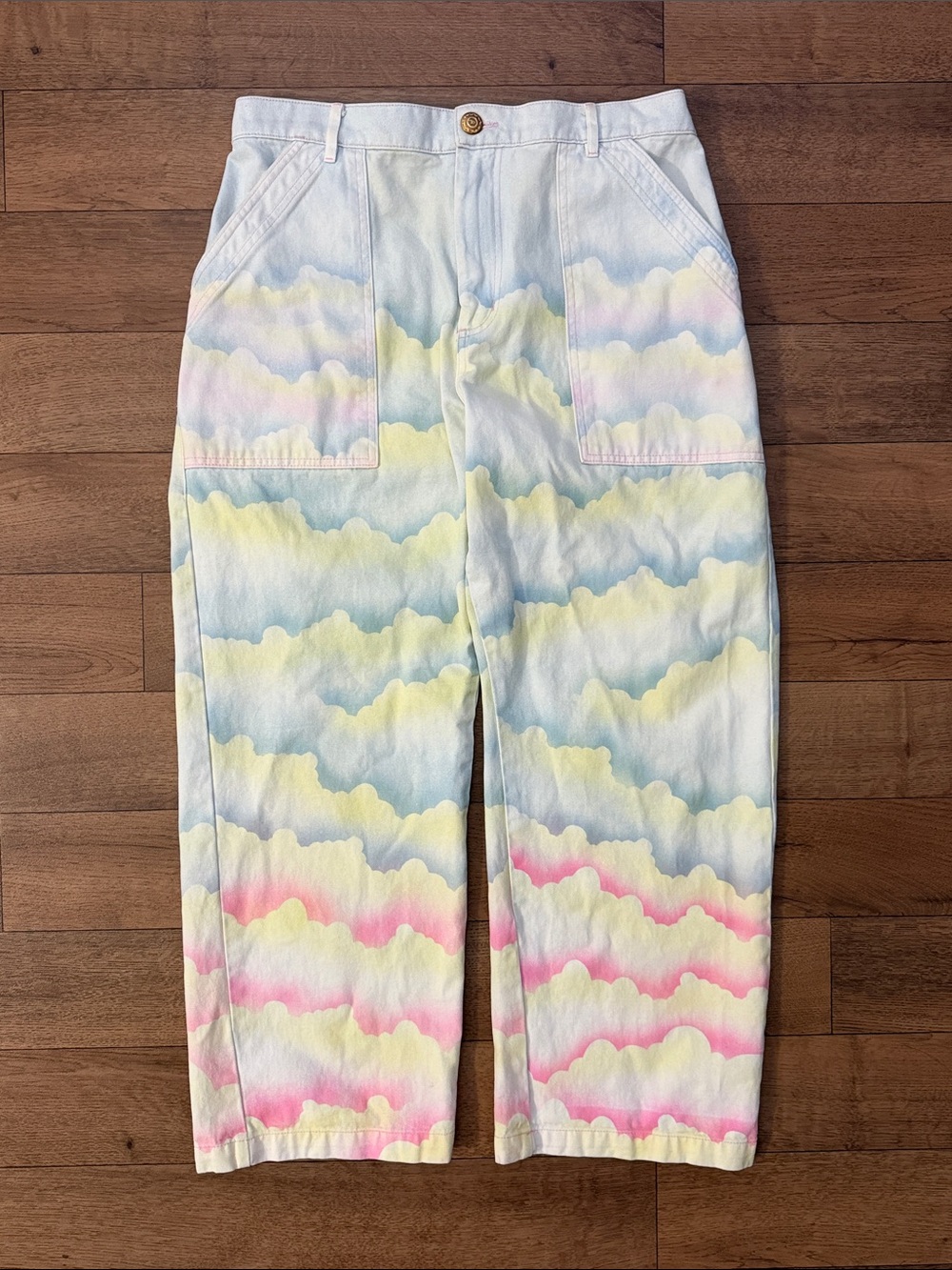 Big Bud Press Pastel Cloud Print Wide Leg Pants